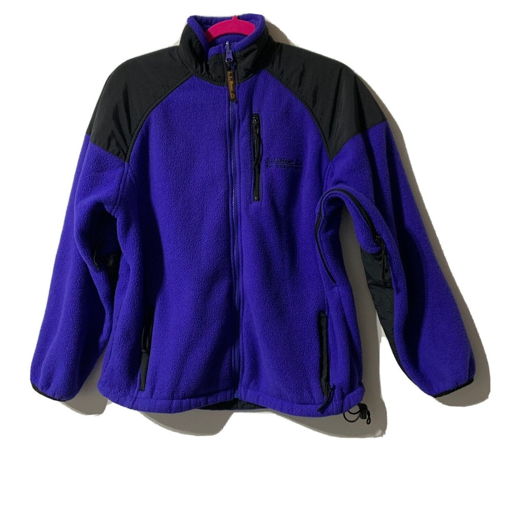 Vintage LL Bean Fleece Jacket Size M ? L ? Blue  Full Zip Underarm Vents